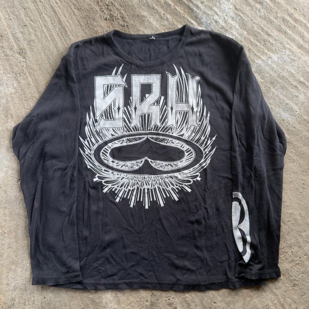 Vintage Y2K SRH Long Sleeve Shirt Spade Skulls Mens XL Skater Grunge Streetwear